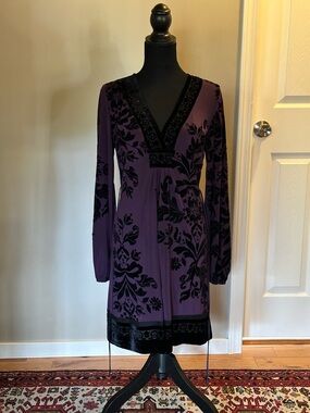 Hale Bob purple and black mini dress